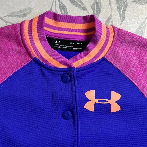 UNDER ARMOUR | GIRL'S LOOSE COLOGEAR VARSITY JACKET - Picture 5 of 9